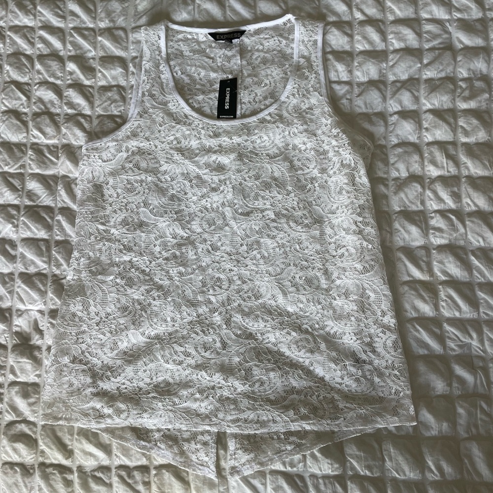 Express White Lace Tank Top